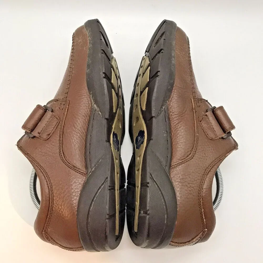 Dr. Comfort Scott 9020 Comfort Shoe Men's 9.5W Brown Leather Low Top Hook & Loop